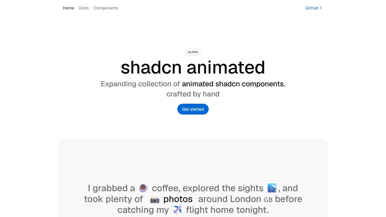 Animated shadcn/ui preview